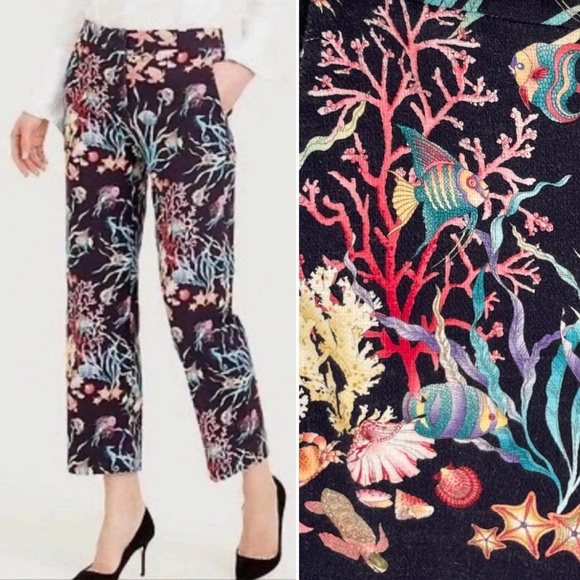 J Crew Blue Ratti Under the Sea Patio Pant - Picture 1 of 10